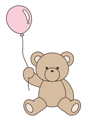 かわいいくまのぬいぐるみのベクターイラスト。熊、アイコン、風船、テディベア