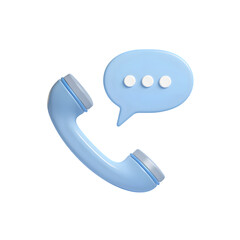 3D Rendered Light Blue Contact Us Icon with Phone and Chat