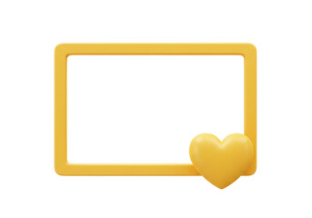 Isolated Yellow Frame with Heart