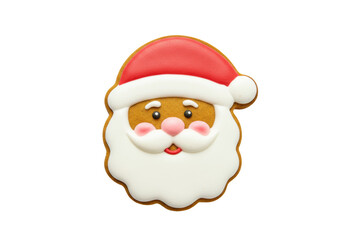 Isolated Cheerful Santa Claus Face Cookie with Rosy Cheeks and White Beard