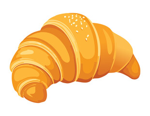 Delicious Golden Croissant with Sugar Sprinkles - Vector Illustration