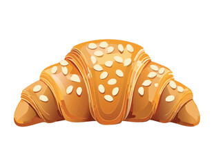 Delicious Croissant Pastry with Almonds - Vector Illustration