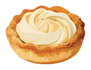 Golden Cream Tart Swirled Topping - Vector Illustration