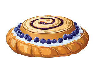 Decorative Blueberry Swirl Bun Cream Detail - Vector Illustration