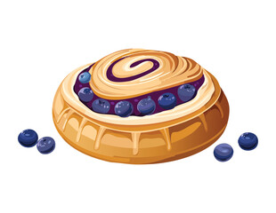 Small Blueberry Swirl Roll Sweet Treat - Vector Illustration