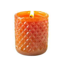 Orange candle with diamond pattern