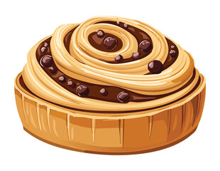 Chipped Chocolate Swirl Pastry - Vector Illustration