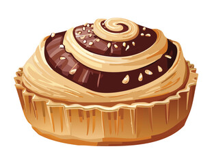Nutty Chocolate Swirl Pastry - Vector Illustration