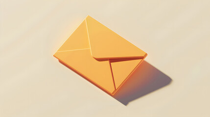 isometric 3d icon of a closed orange envelope
