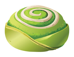 Artistic Matcha Spiral Dessert - Vector Illustration