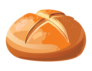 Rustic Cross Cut Bread - Vector Illustration