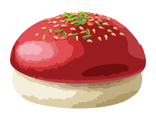 Sweet Red Round Pastry - Vector Illustration