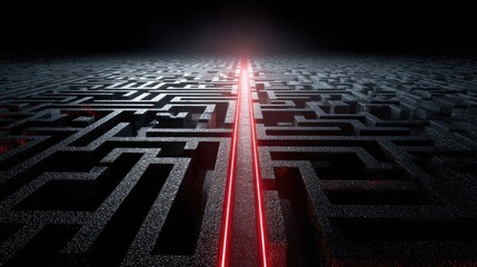 Dark maze with a red laser path (1)