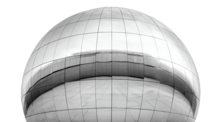 Modern architectural dome with reflective glass surface. transparent background