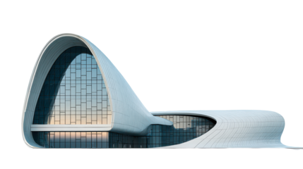 Modern architectural masterpiece with sleek design and glass facade. transparent background