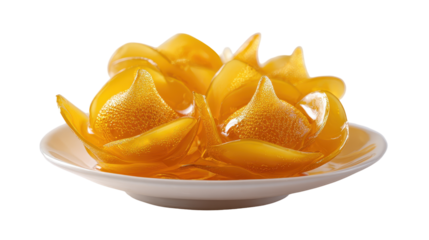 A beautiful dish featuring yellow lotus desserts on a plate. transparent background