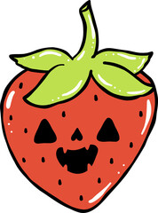 Cute Spooky strawberry Summerween Halloween Summer cartoon hand drawn doodle