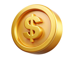 Golden Dollar Coin Illustration Symbolizing Wealth and Prosperity in Financial Transactions