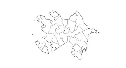 Obraz premium Detailed Outlined Map of Azerbaijan with Regions - Geographical Illustration
