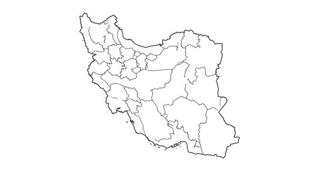 Obraz premium Iran Map Outline Geographic Regions and Boundaries of the Country in Detail for Design Projects