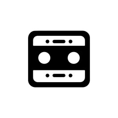 Fototapeta premium a square-headed robot with black and white blinking eyes without shadows