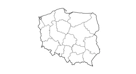 Obraz premium Poland Outline Map Detailed Vector of Polish Regions for Geography and Demographics