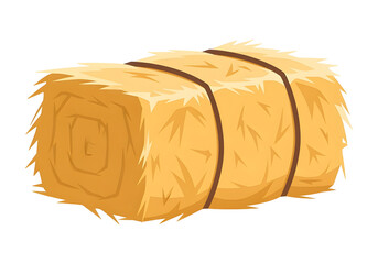 A cartoon hay bale is secured with brown twine against a black background