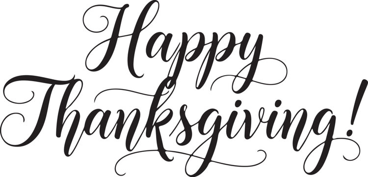Vector art of happy thanksgiving handwritten text with flourish