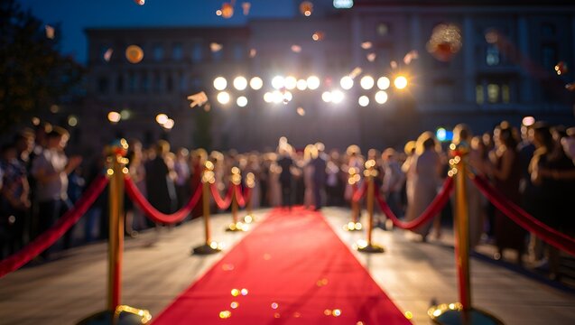 Blurred red carpet event showcases anticipation and glamour with a sense of celebration tonight.