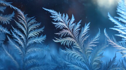 Frosted window, intricate ice patterns