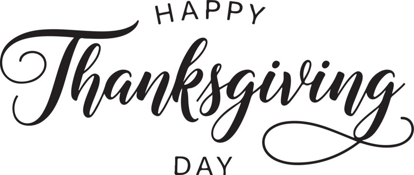Vector art of happy thanksgiving day text in elegant calligraphy isolated on white