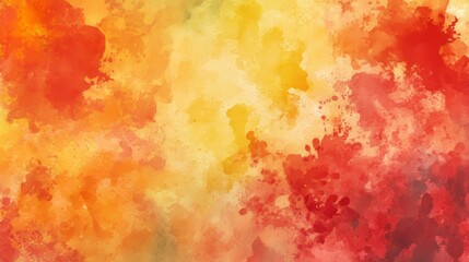 Abstract Watercolor Painting with Warm Autumnal Colors and Textures