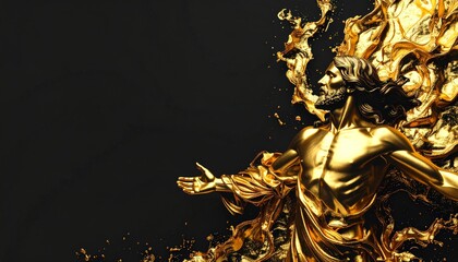 Golden Divinity, Jesus Christ Ascending from Darkness in Liquid Gold