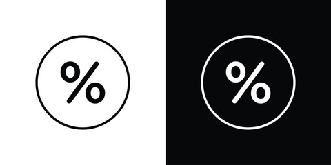 Percent icon. Thin linear web icons