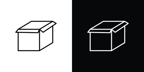 Open box icon. Thin linear web icons