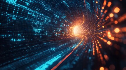 Naklejka premium Navigating the Digital Frontier, A Journey Through the Information Age