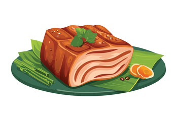 Braised Pork Orange Slice - Vector Illustration