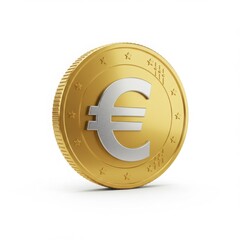 Obraz premium Gold Euro Coin with Silver Symbol and Stars currency 1