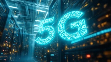 5G Network Connectivity in Digital Grid with Flowing Data Signals - Powered by Adobe