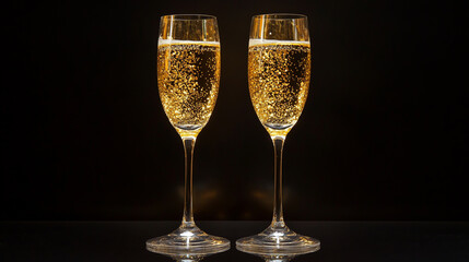 With shimmering reflections and golden hues, the champagne flutes celebrate the elegant spirit of hope and festivity