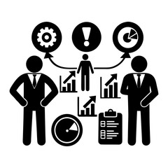 Business Management Icon Set on White Background.
