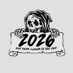 2026 Grim Reaper header Calendar &ndash; Dark Gothic Illustration