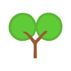 Stylized Tree Illustration: Green Canopy and Brown Trunk on White Background. Generated image