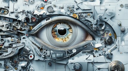Abstract Mechanical Eye Composition with Intricate Detail and Robotic Parts