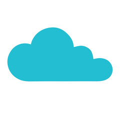 Simple Blue Cloud Icon on White Background, Weather Symbol, Sky Element