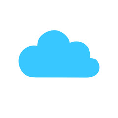 Obraz premium Single Blue Cloud Icon on White Background: Weather Symbol, Sky Element, and Cloud Computing Concept