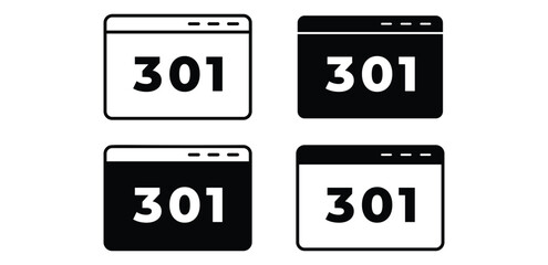 Vector Icon Set Showing a 301 Redirect within Browser Windows Illustration
