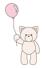 かわいい猫のぬいぐるみのベクターイラスト。ねこ、アイコン、風船