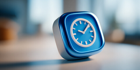 Blue clock icon represents time, deadline. Perfect for business, design, websites, apps, marketing.