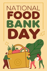 National food bank day illustration, helping those in need 